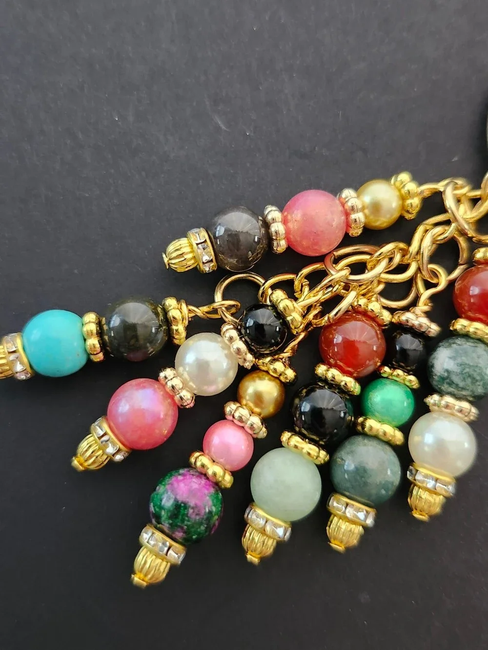 Heart Bag Charm Victorian-inspired Amazonite Obsidian Carnelian Handcrafted